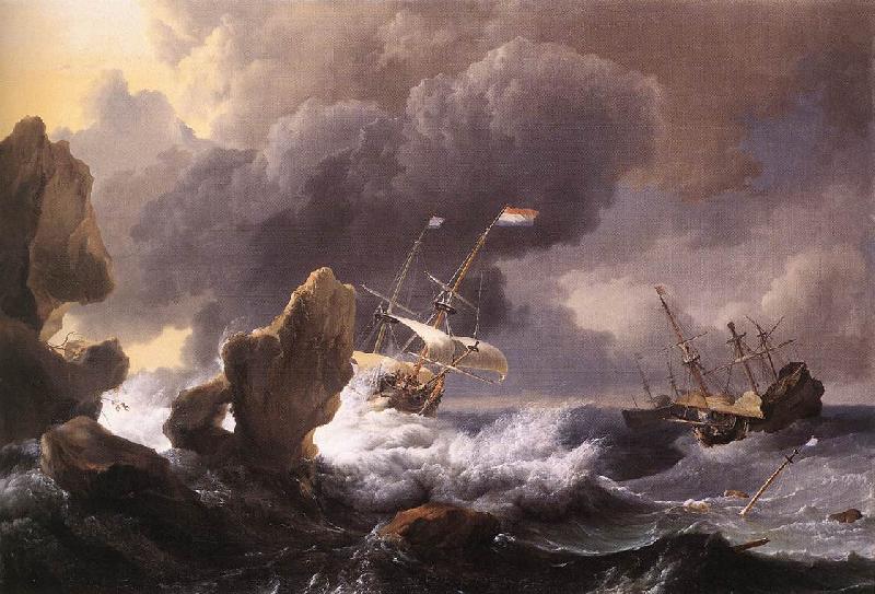 BACKHUYSEN, Ludolf Ships in Distress off a Rocky Coast oil painting picture
